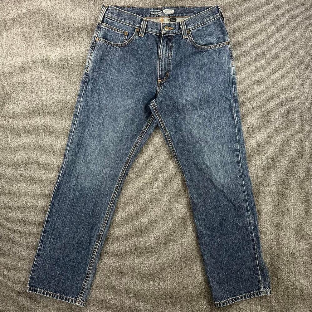 Carhartt Men’s Relaxed Fit Straight Leg Jeans Faded Workwear Rigid Denim 34x30